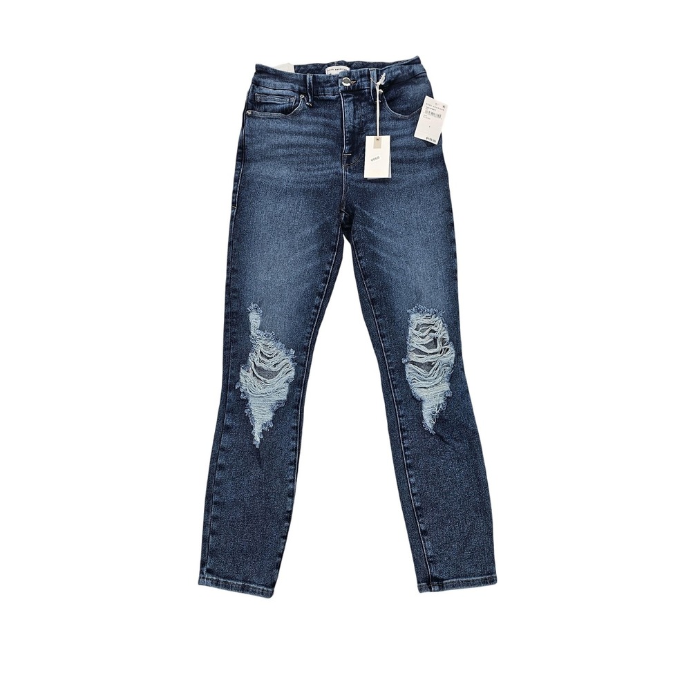 Good American Jeans Womens 2/26 Blue Good Waist Crop‎ High Rise Distressed